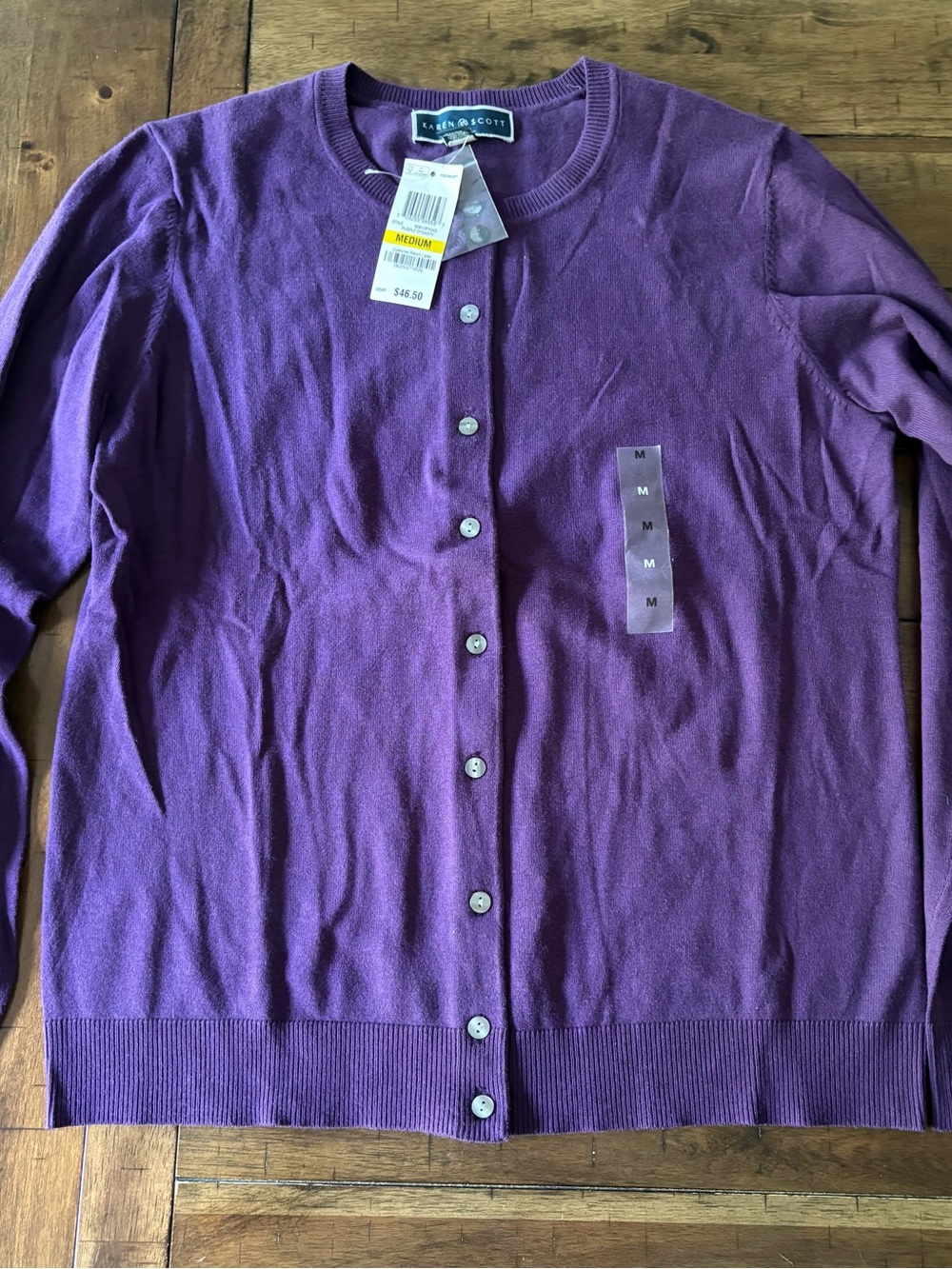 Karen Scott button front cardigan sweater medium NWT